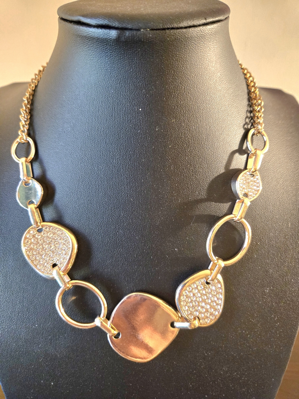 Gold-Tone Statement Linked Necklace - Elegant Women's Jewelry